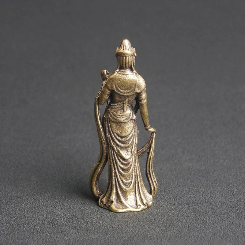 New Collectable Chinese Brass Carved Kwan-yin Guan Yin Buddha Exquisite Small Statues Home Decoration Knickknacks