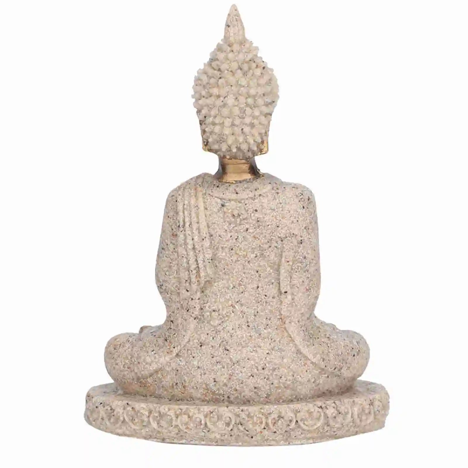 Meditating Seated Buddha Statue Exquisite Carving Figurine Craft for Home Study Room Office Table Decoration Ornament